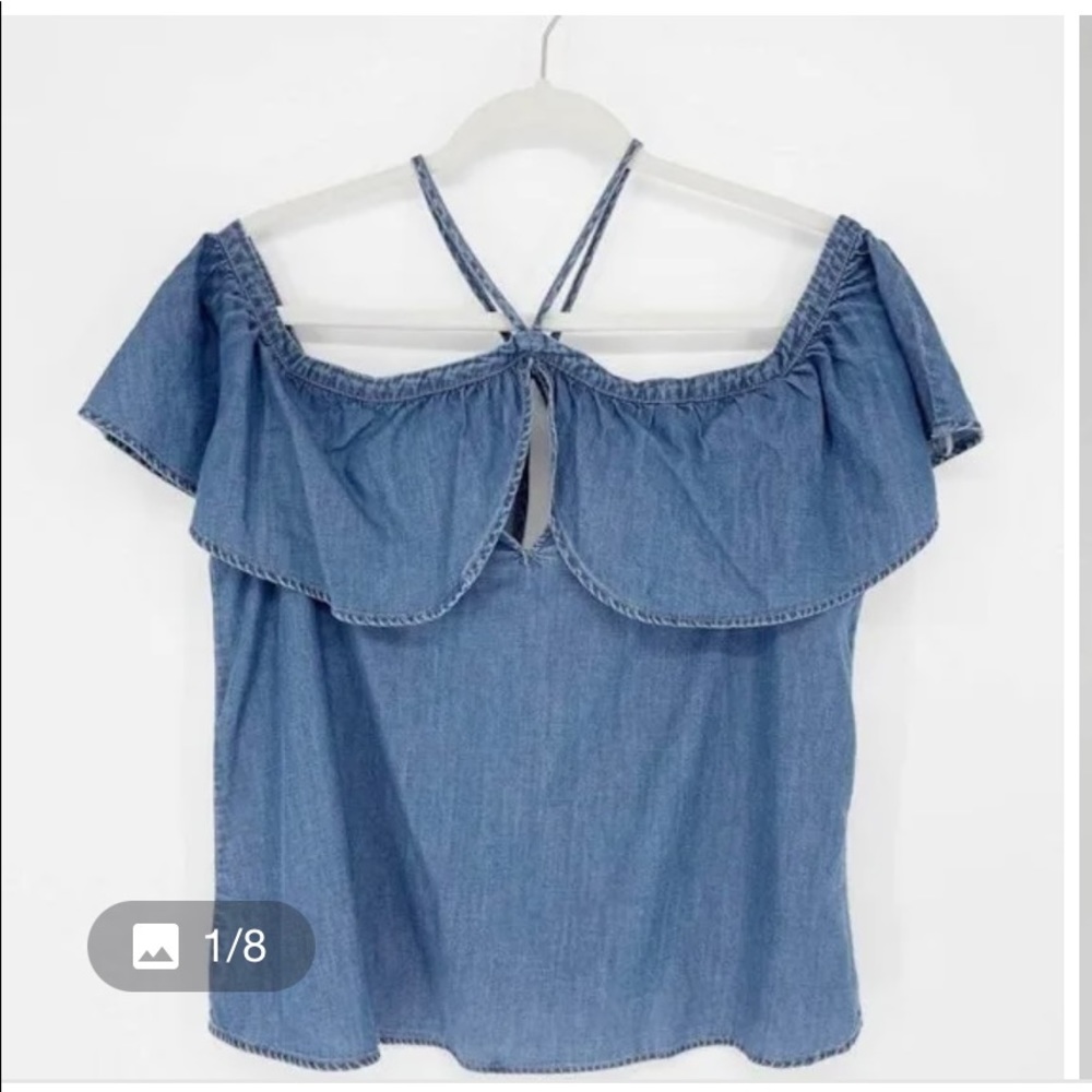 Express Denim Off the Shoulder Top